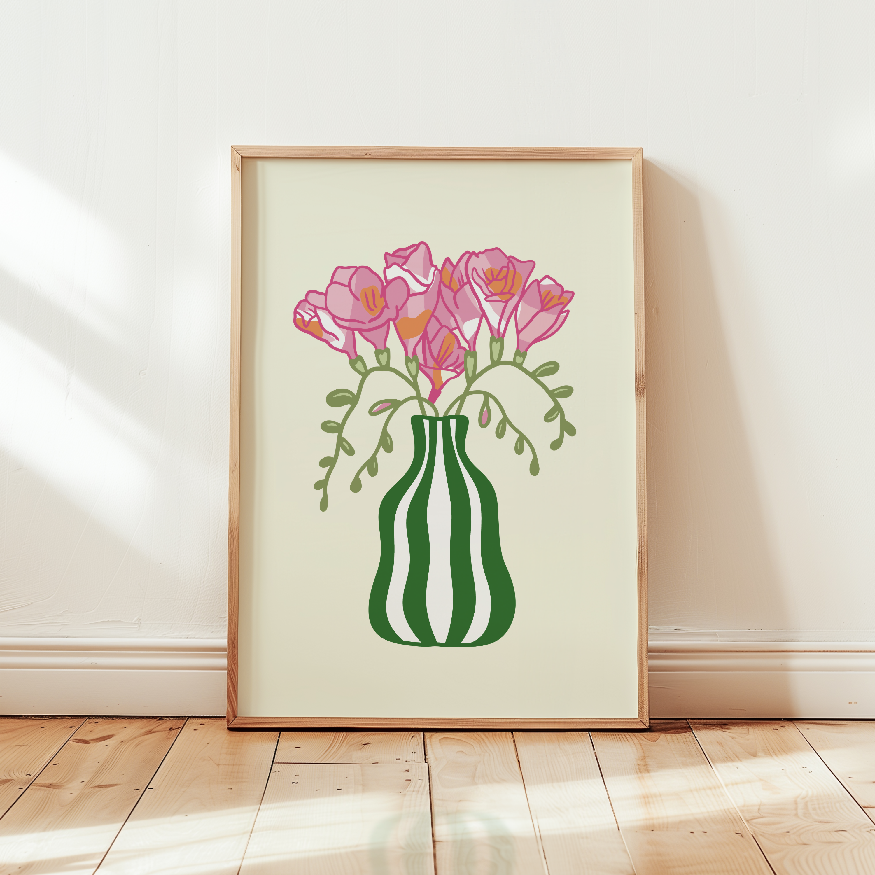 Freesias Flower Vase Print
