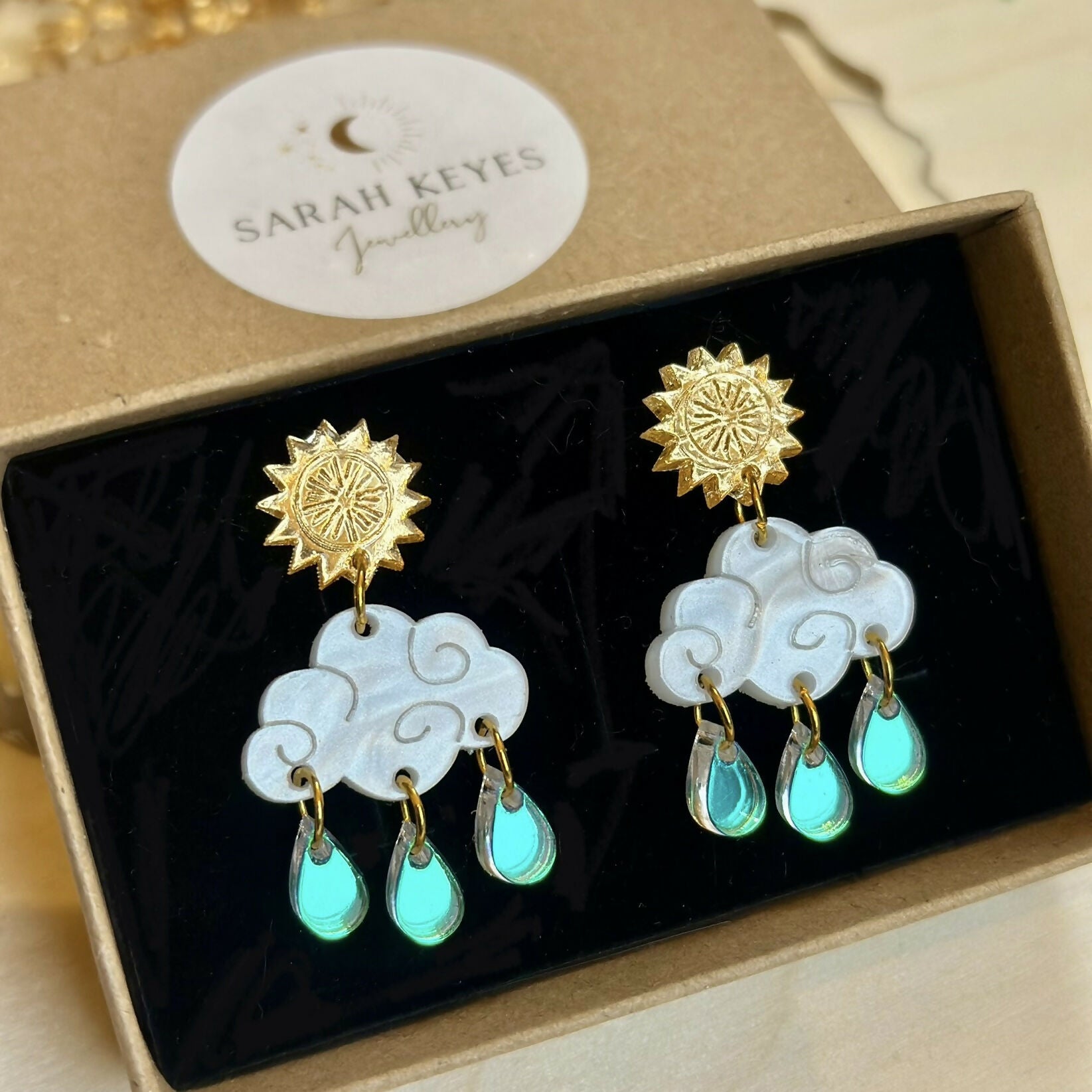 Christmas Cloud and Raindrops Earrings
