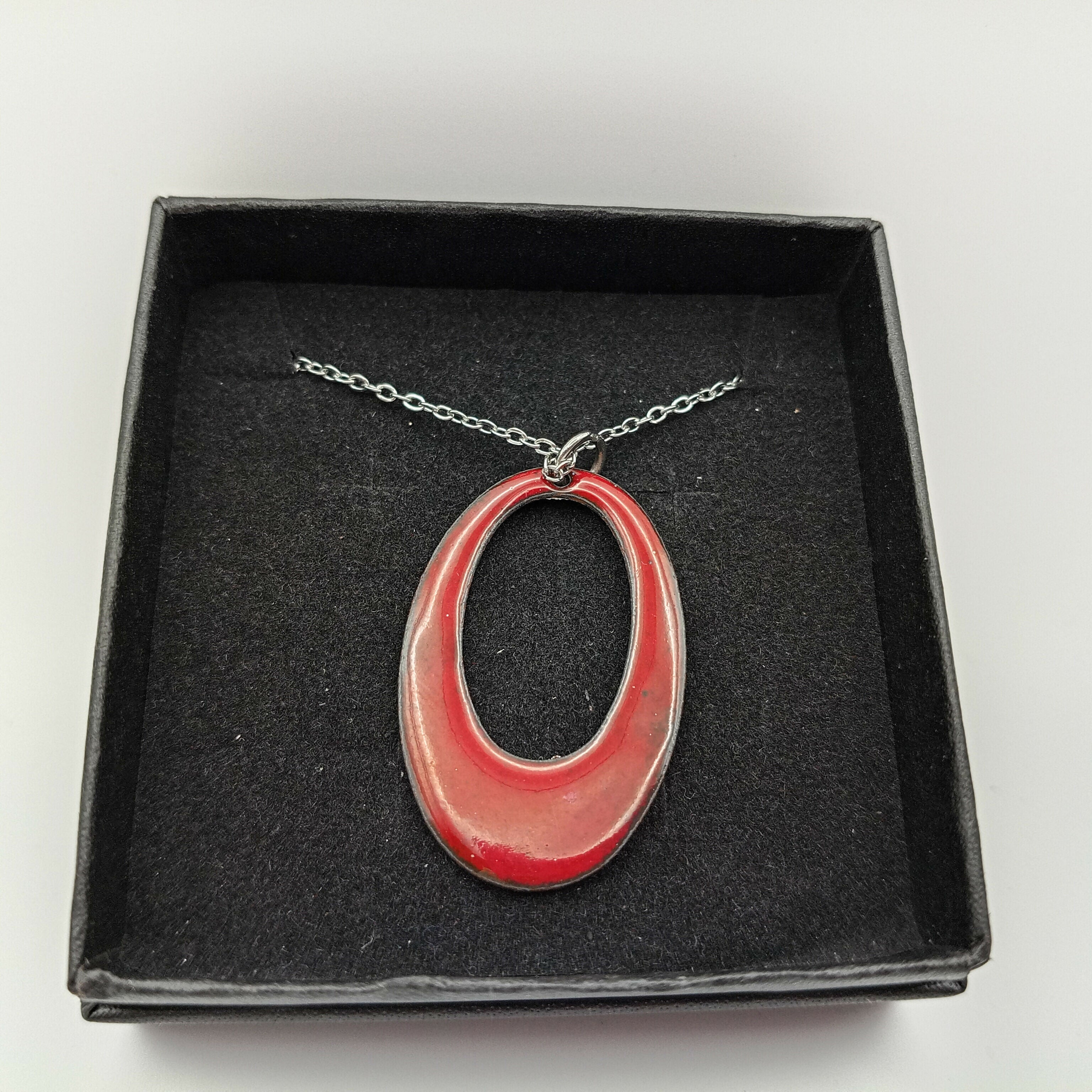 Dark Red Oval Hoop Pendant