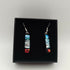 Blue, Silver and Red Dichroic Glass Earrings