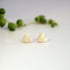 Ivory Satin Heart Stud Earrings - Handmade Polymer Clay - Polly Plant