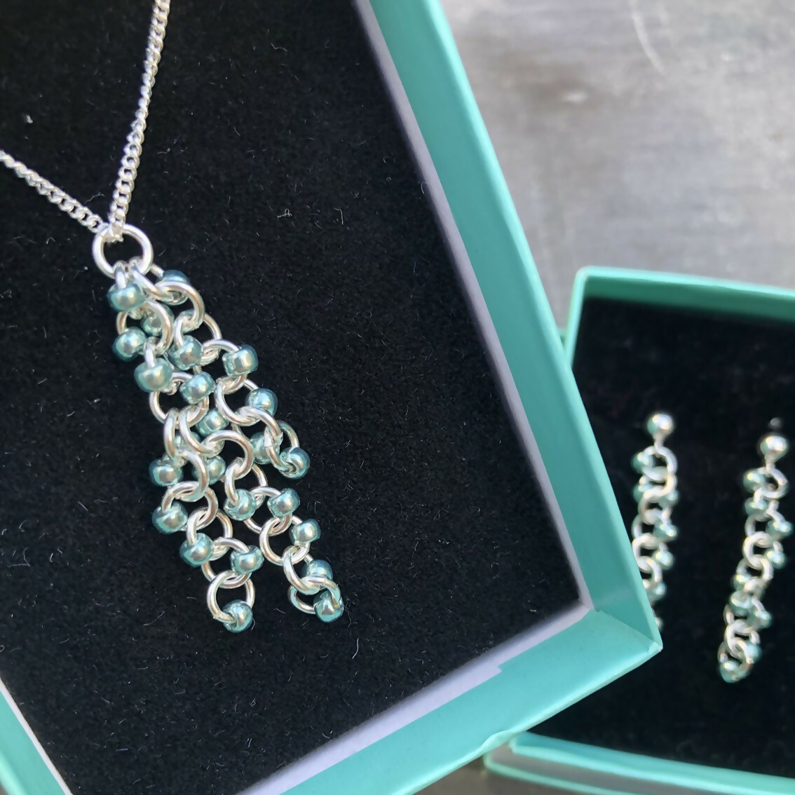 Sterling Silver Miyuki Dots Droplet Pendant