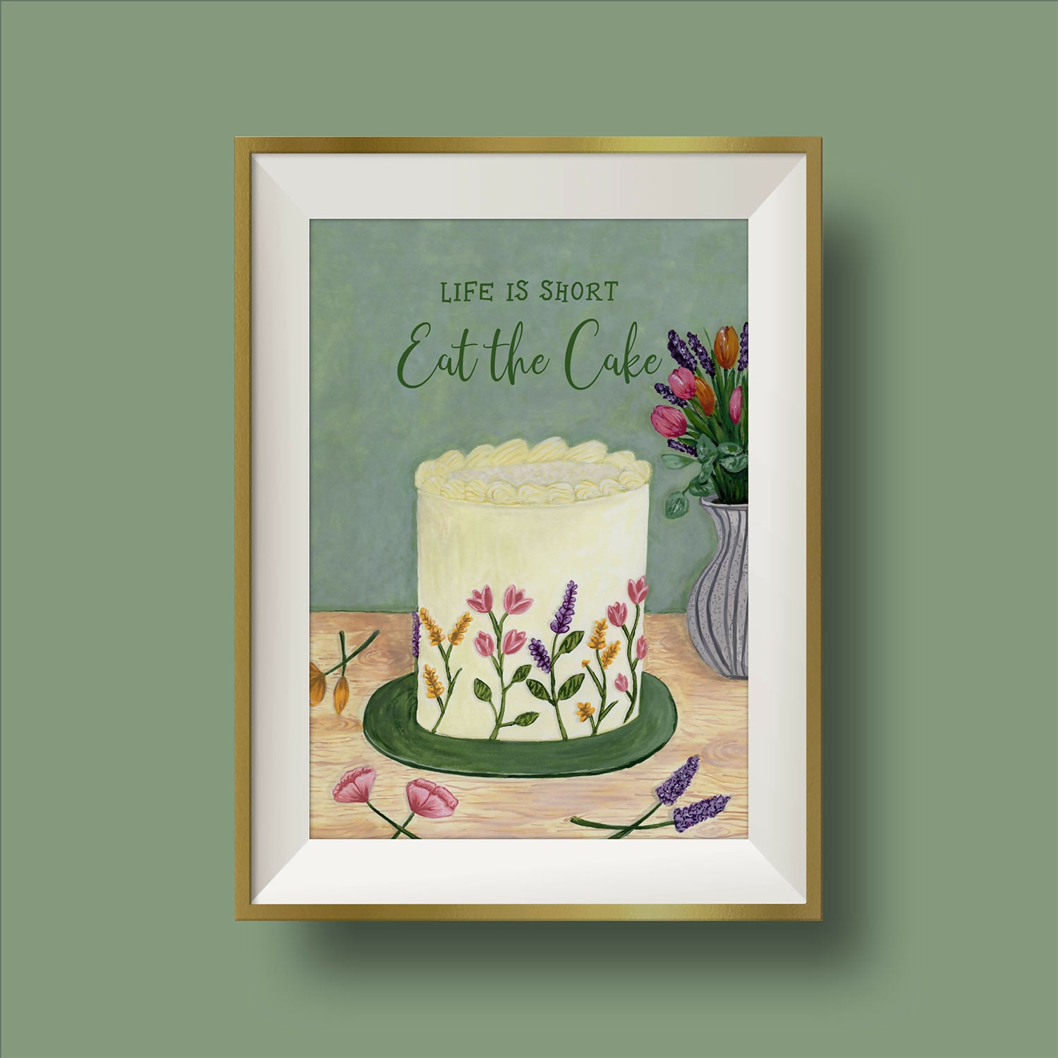 Cake Green Funny Art Print A4