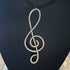 Treble Clef Music Note Aluminium Pendant Black Cord Necklace