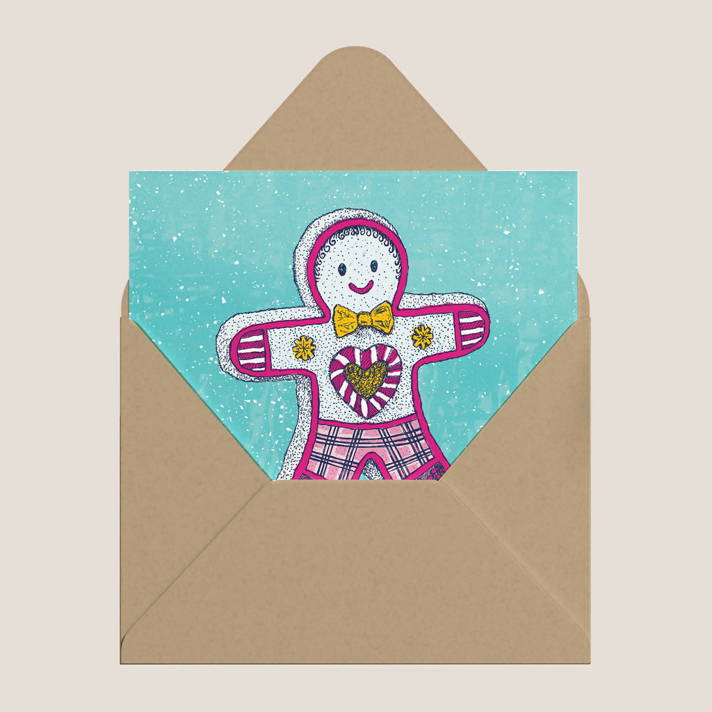 Gingerbread Man Greeting Card – Merry Xmas Design