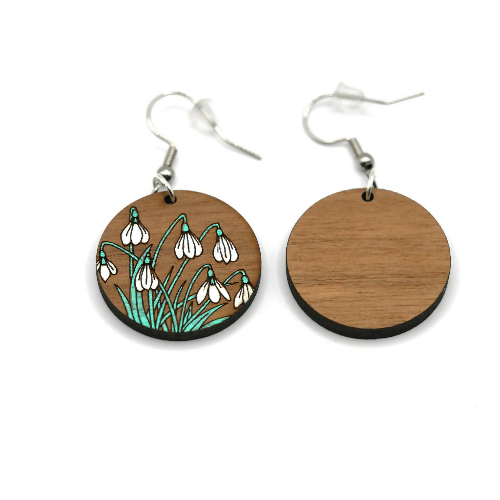 Snowdrops Dangle Earrings (Walnut)