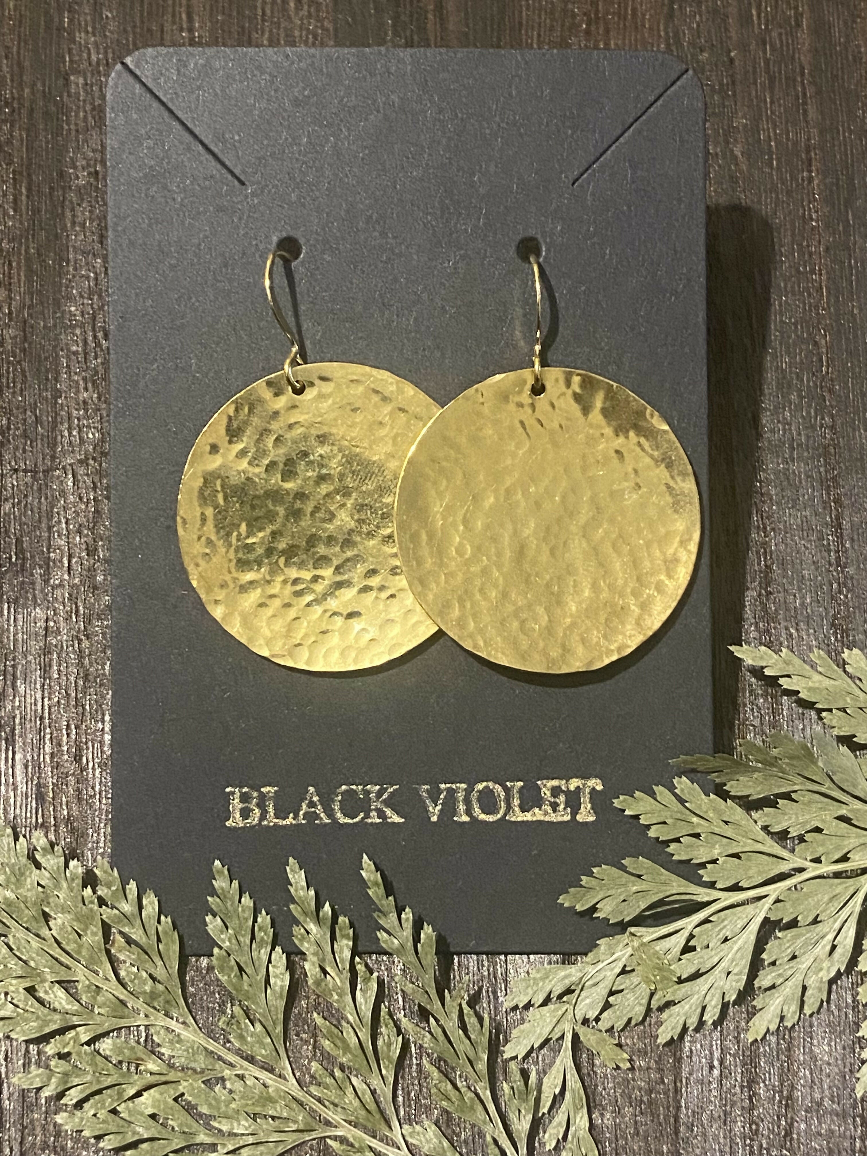 Gold Goddess Brass Circle Earrings