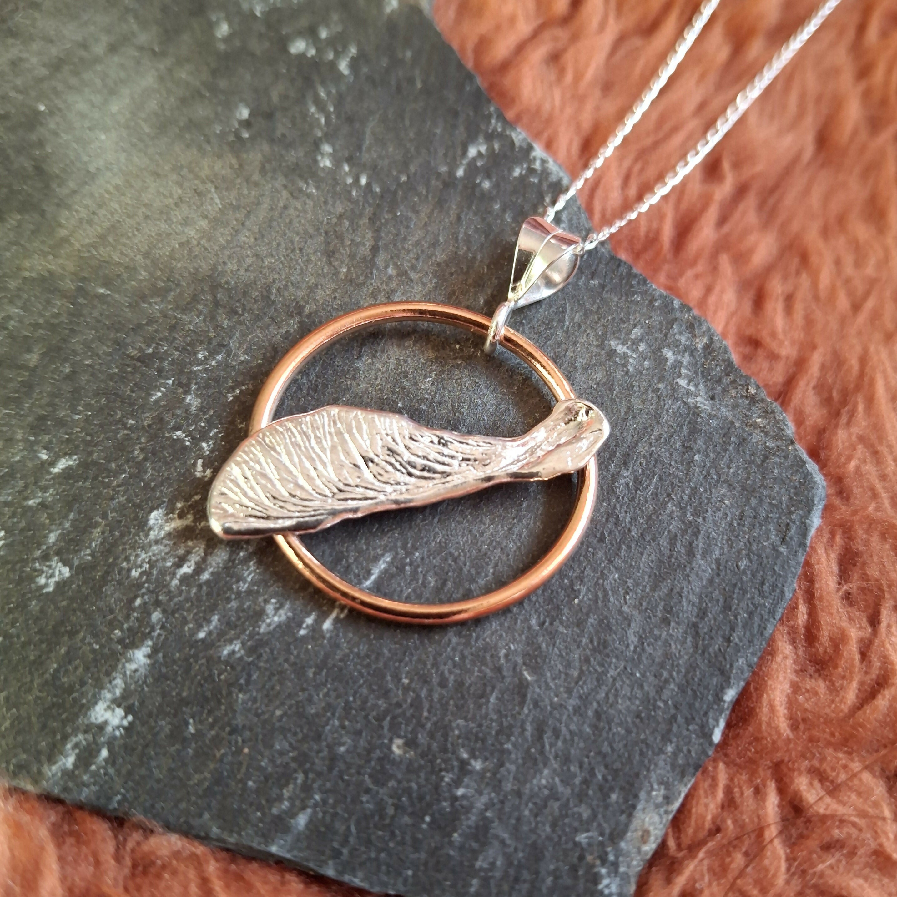 Handmade Real Helicopter Seed Silver Copper Necklace
