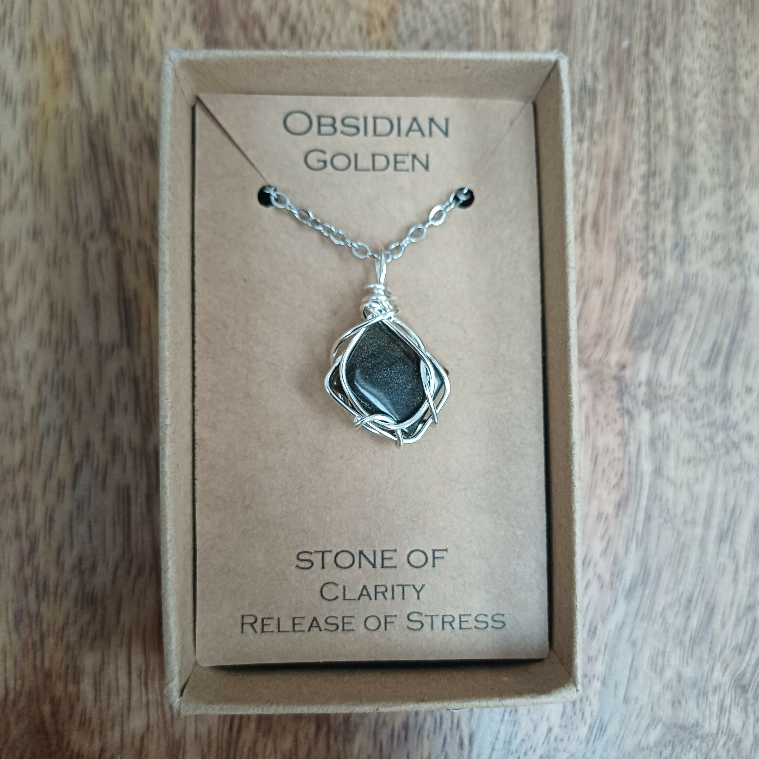 Golden Obsidian Wire Wrapped Pendant