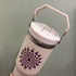 Hand Painted Dot Mandala Thermal Water Bottle with Handle: Cream with Burgundy and Baby Blue