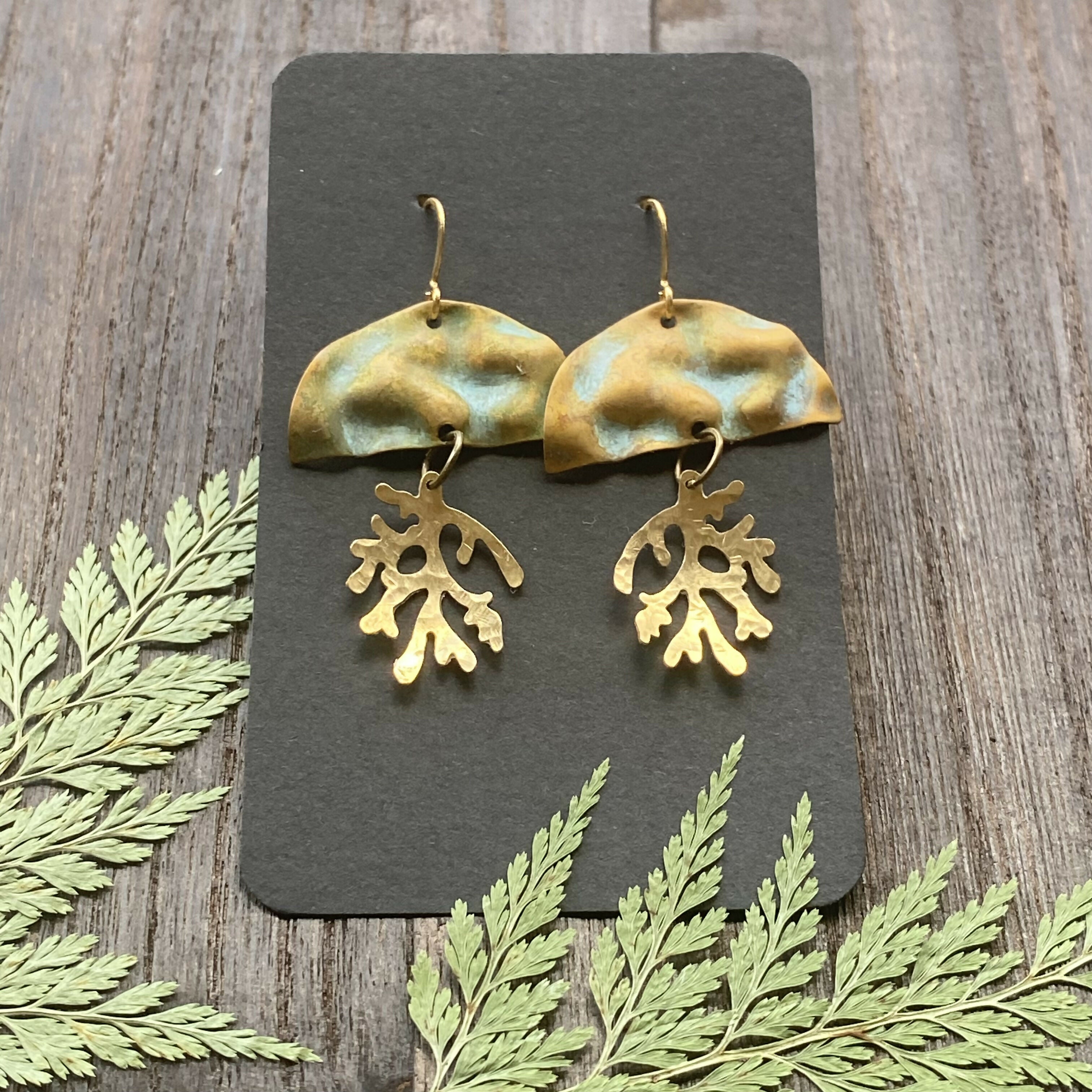 BRASS CORAL EARRINGS