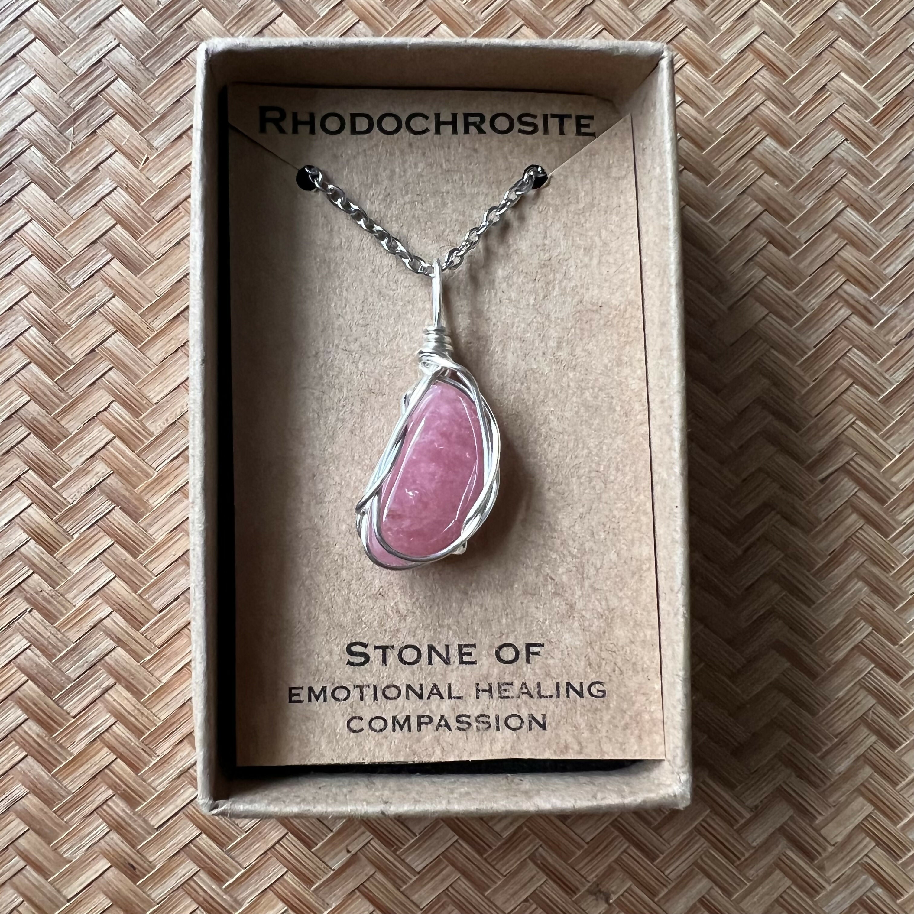 Rhodochrosite Wire Wrapped Pendant