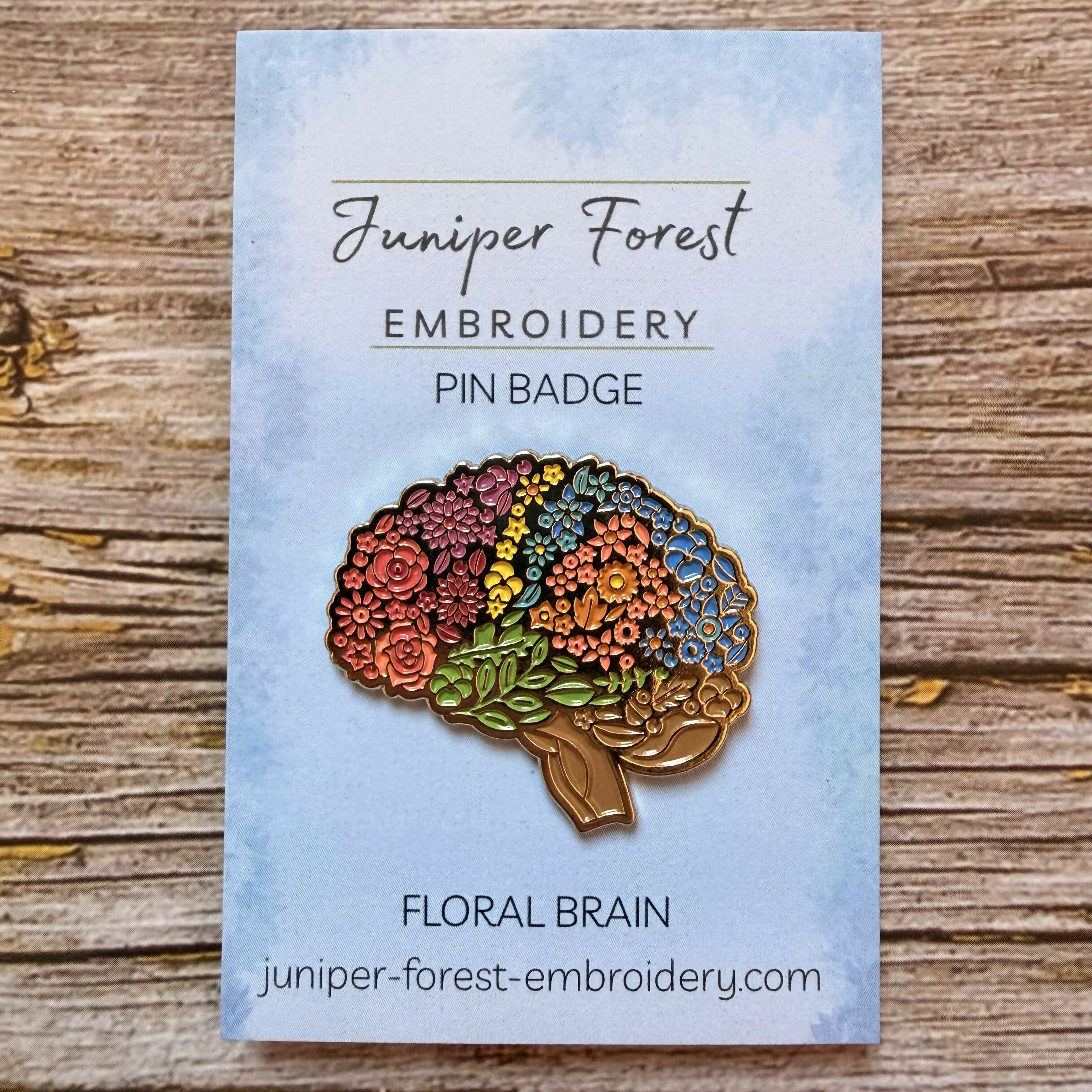 Floral Brain Pin Badge
