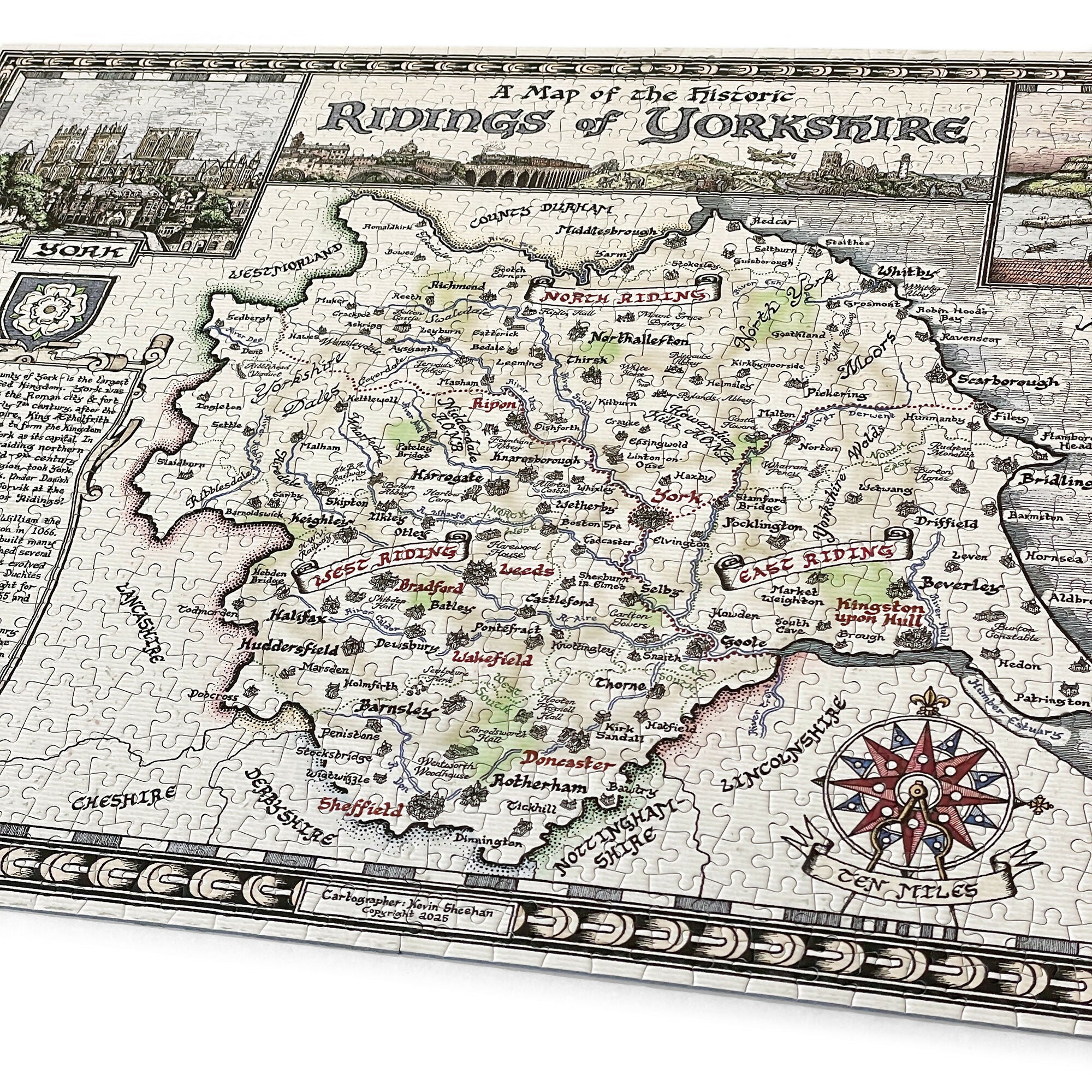 Yorkshire Ridings Map Jigsaw Puzzle 1000 Pieces