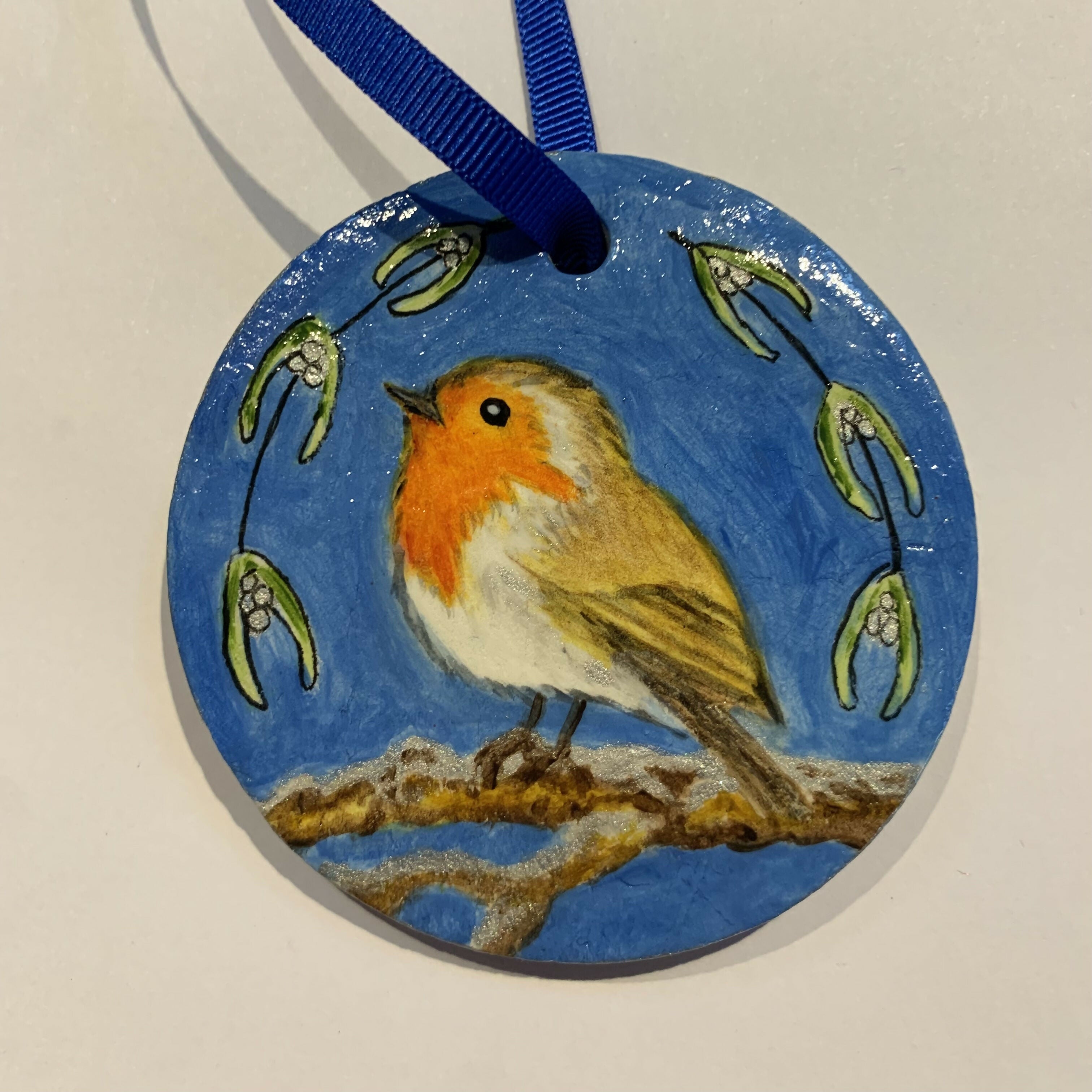 Painted Robin Tree Decoration