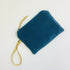Teal Hummingbirds Velvet Zip-Up Pouch with Wrist Strap