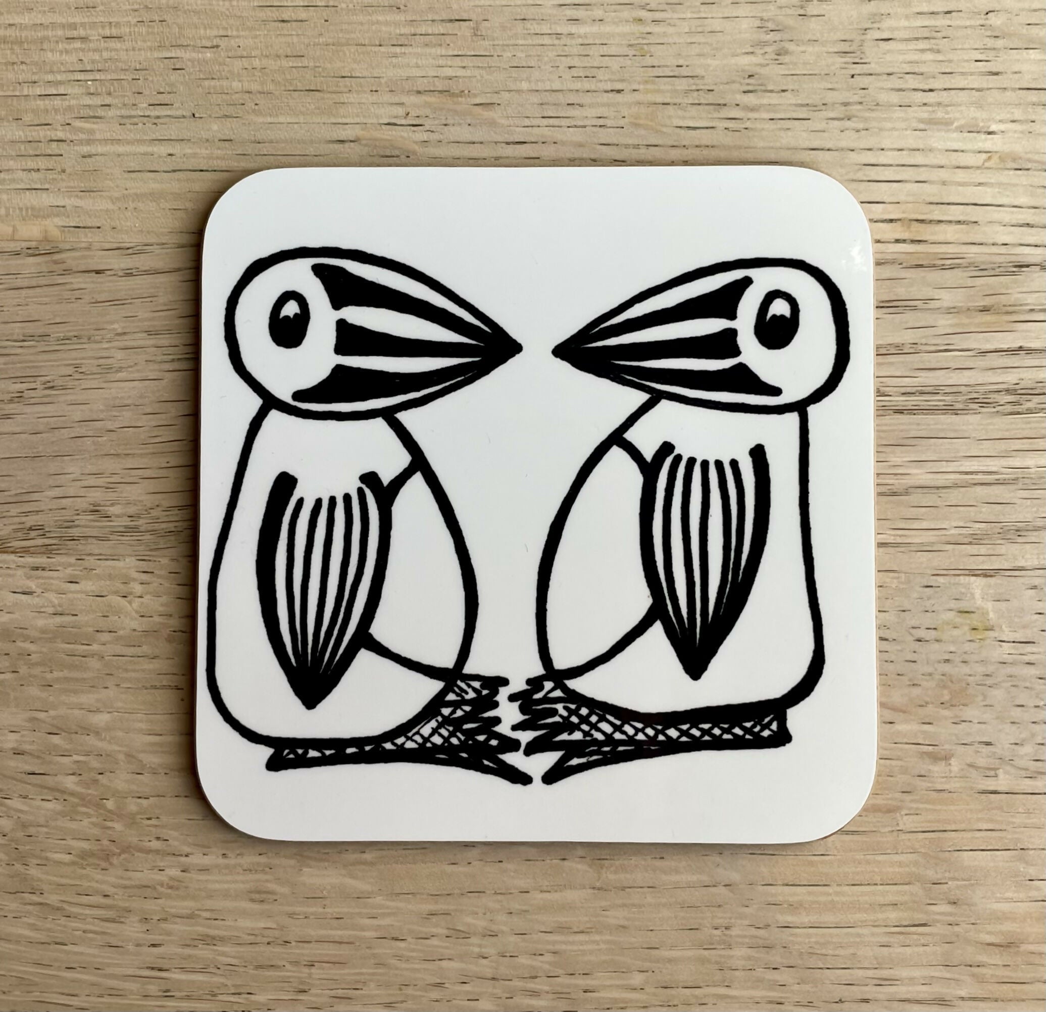 Two Birds Coaster – Pen And Ink Design