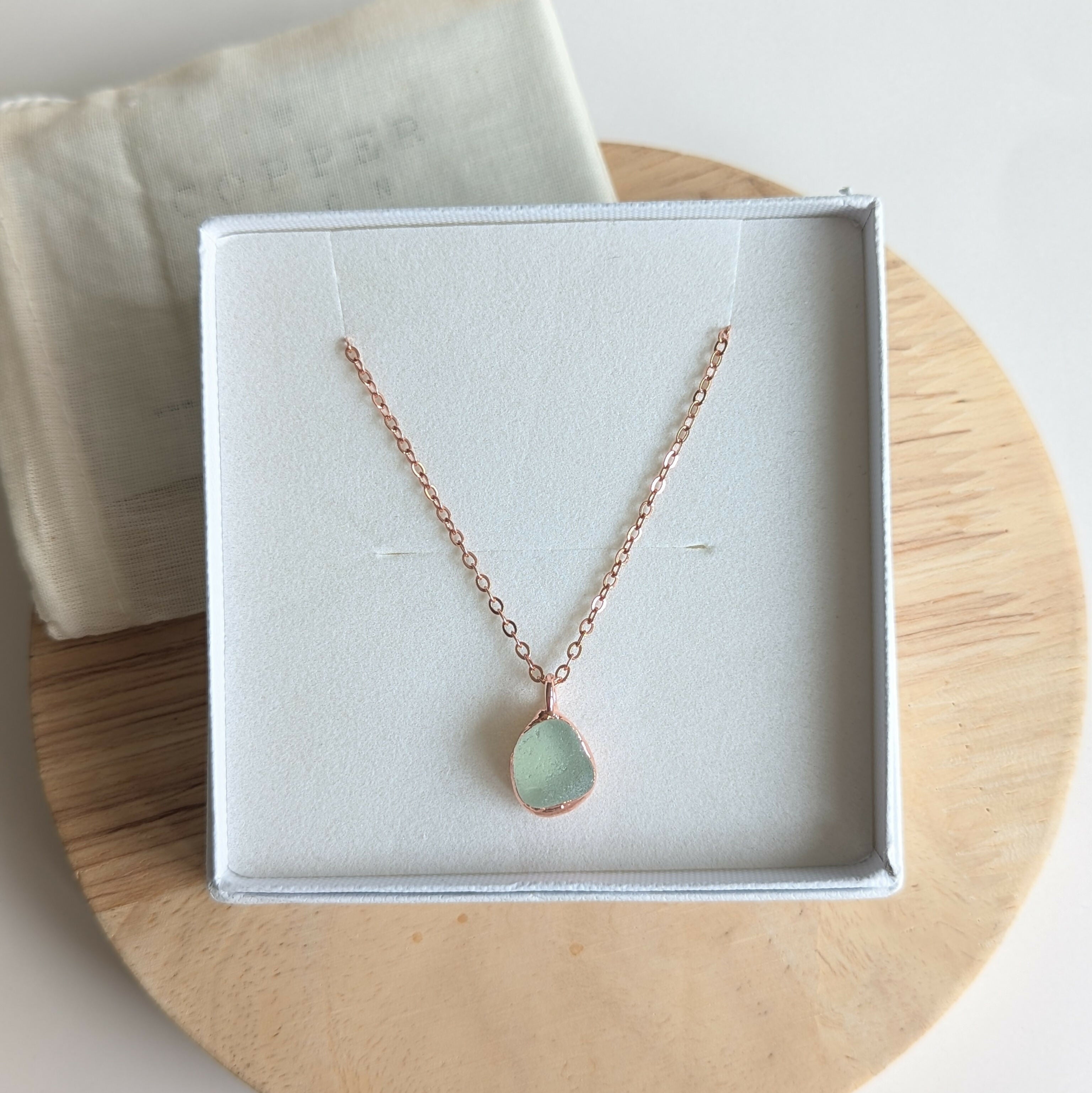Pale Green Seaglass Drop Necklace