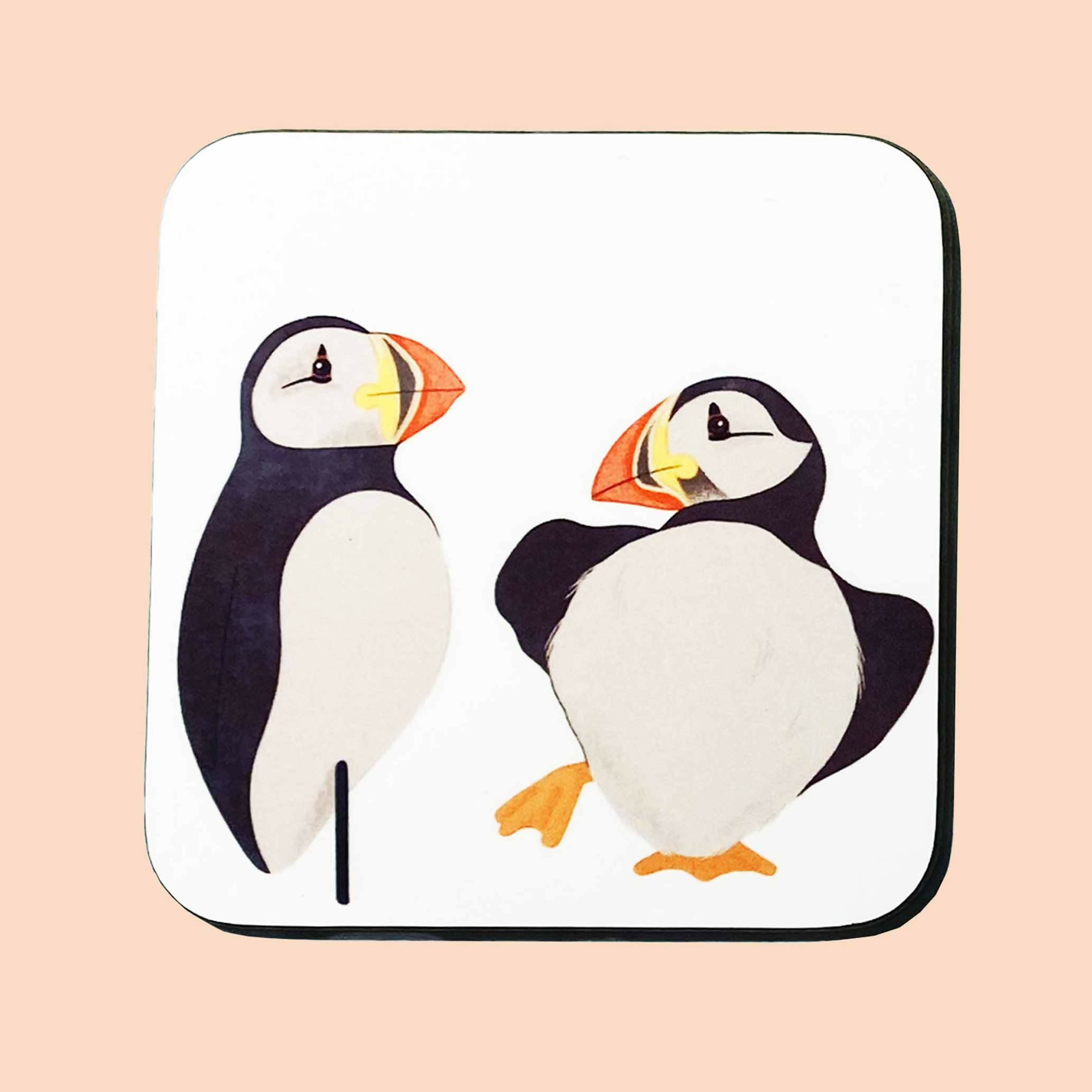 Cute Puffin Decoy Illustrated Coaster