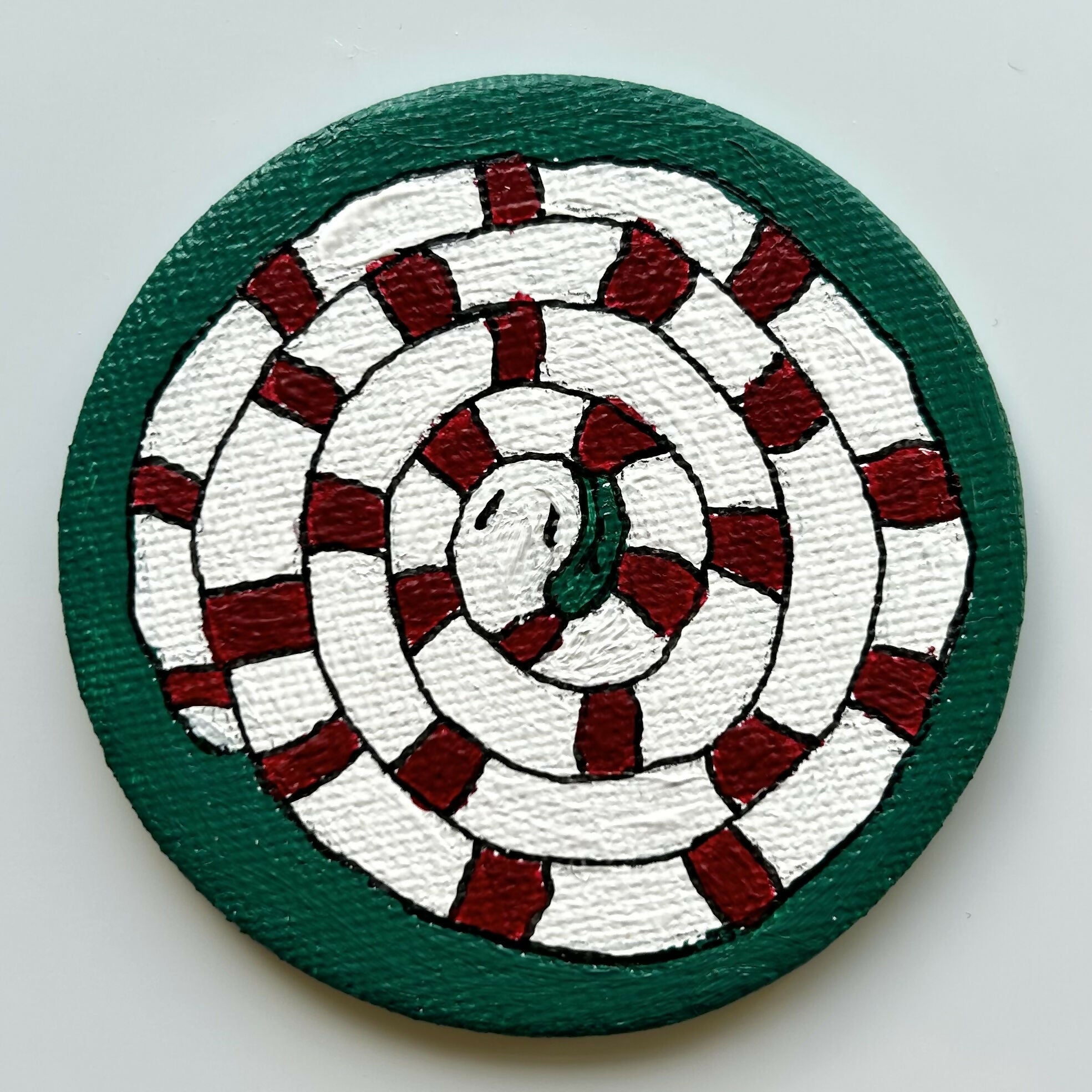 Candy Cane Snake Magnets Original Artwork