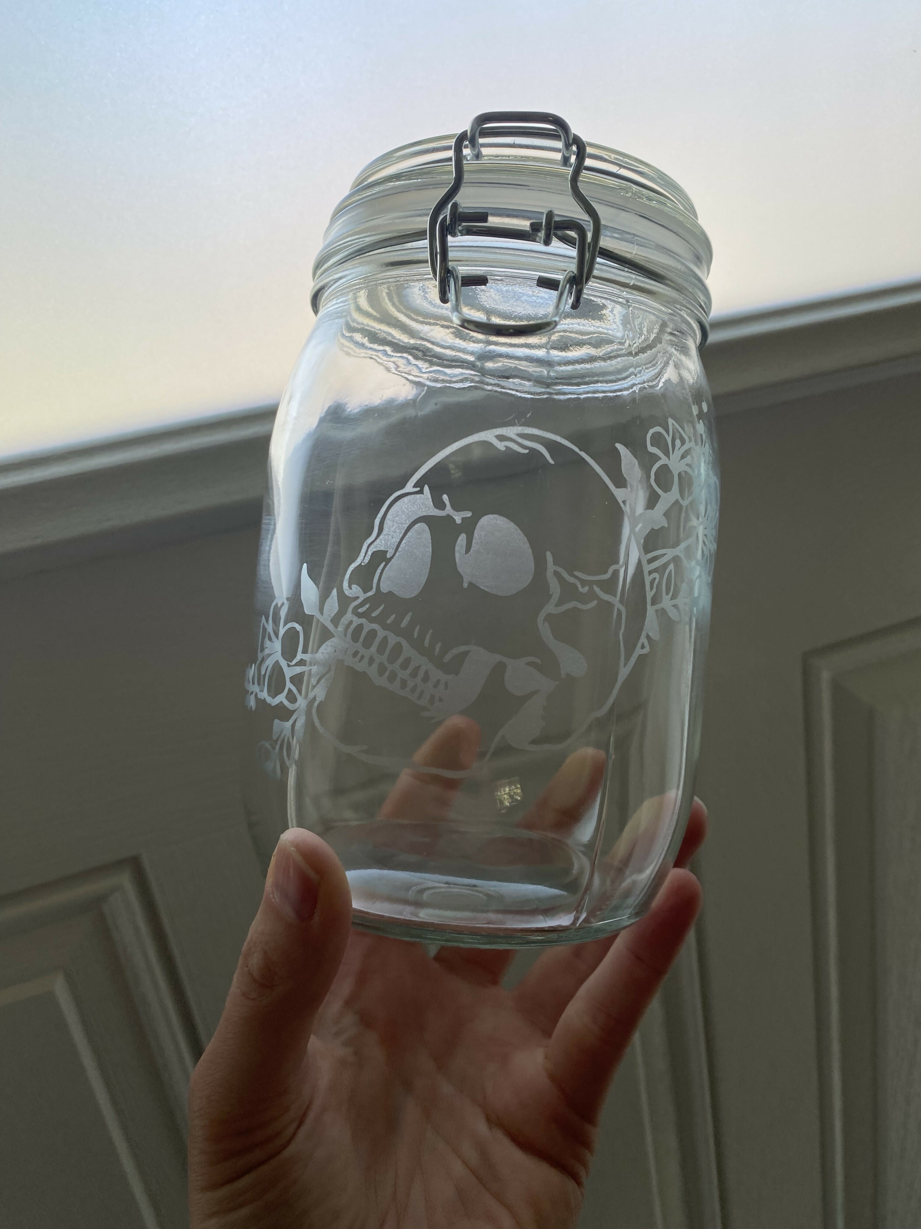 Etched Glads Jar With Clip Lid