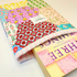 Multicolour Patchwork Pattern Pink Gingham Lining Book Sleeve