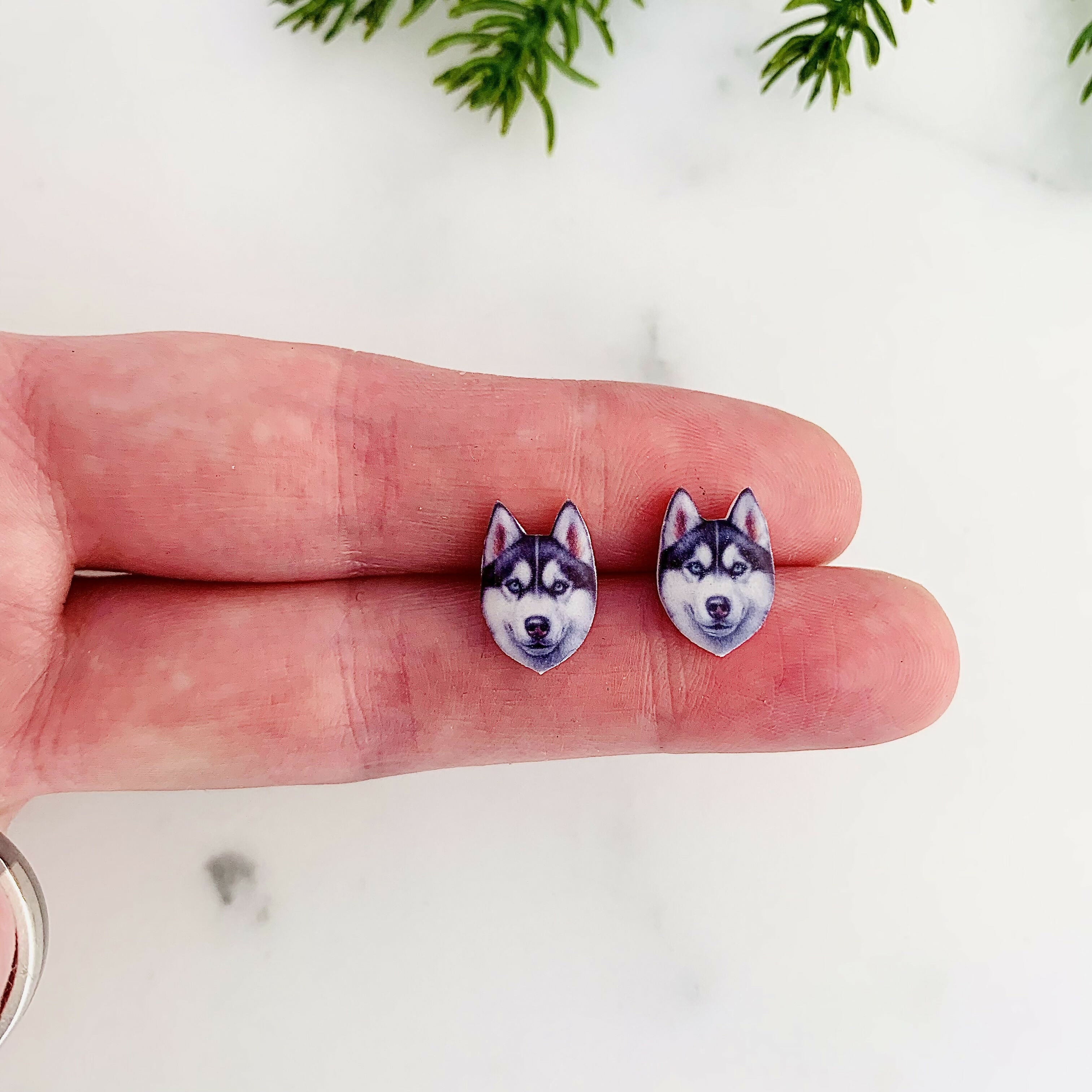 Husky Dog Stud Earrings