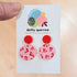 Pink & Red Leopard Print Drop Dangle Handmade Polymer Clay Earrings