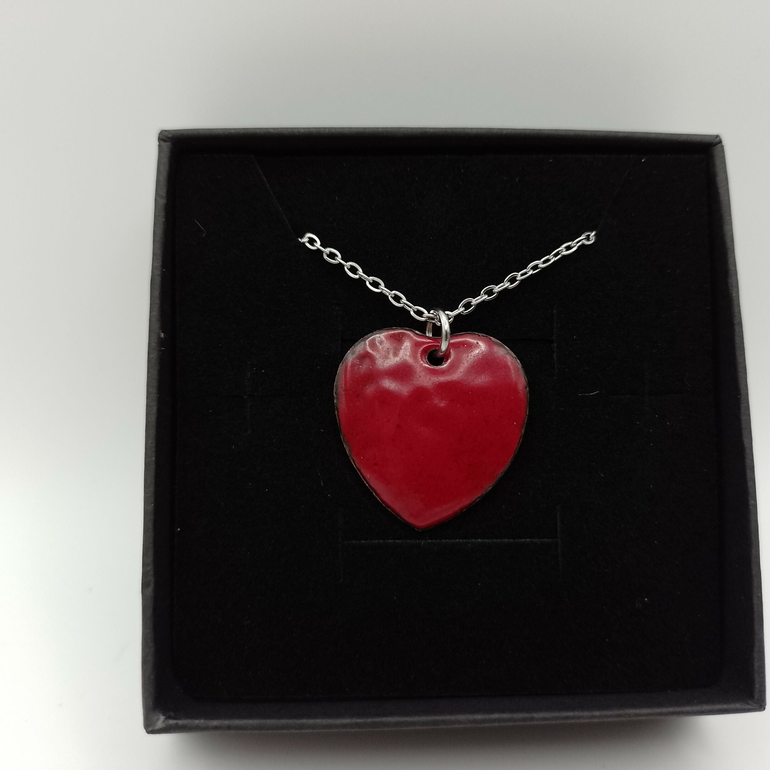 Dark Red Enamel Heart Pendant