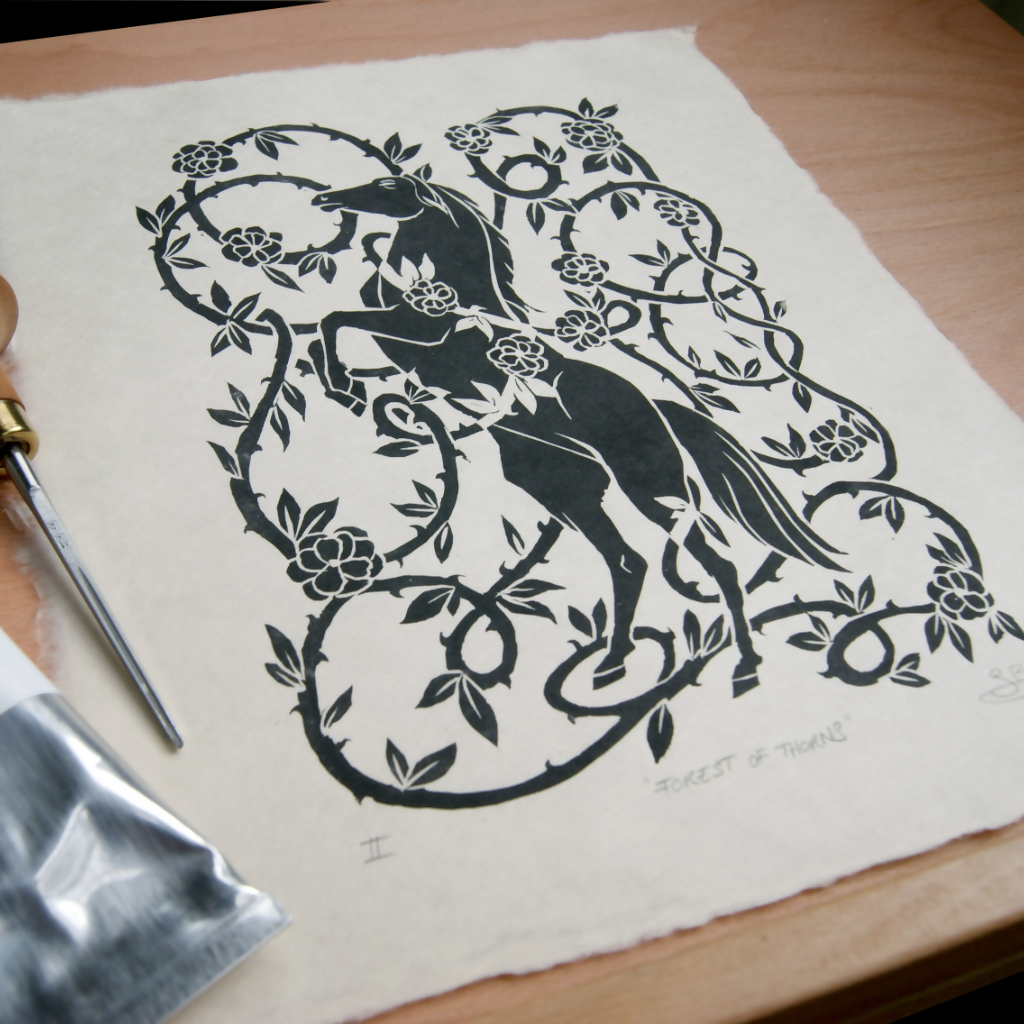 FOREST OF THORNS LINO PRINT