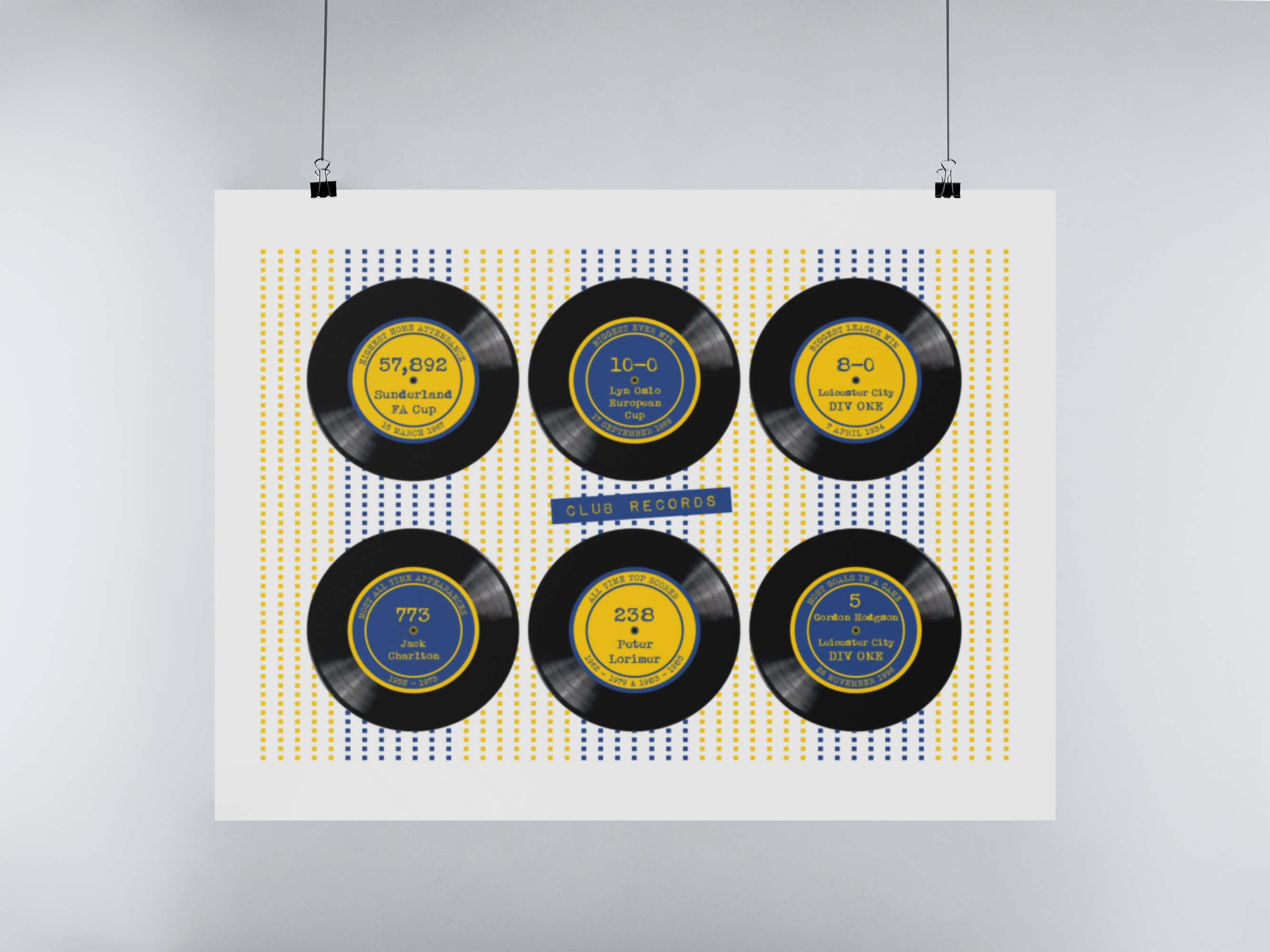 Leeds Utd Art Print CLUB RECORDS Design
