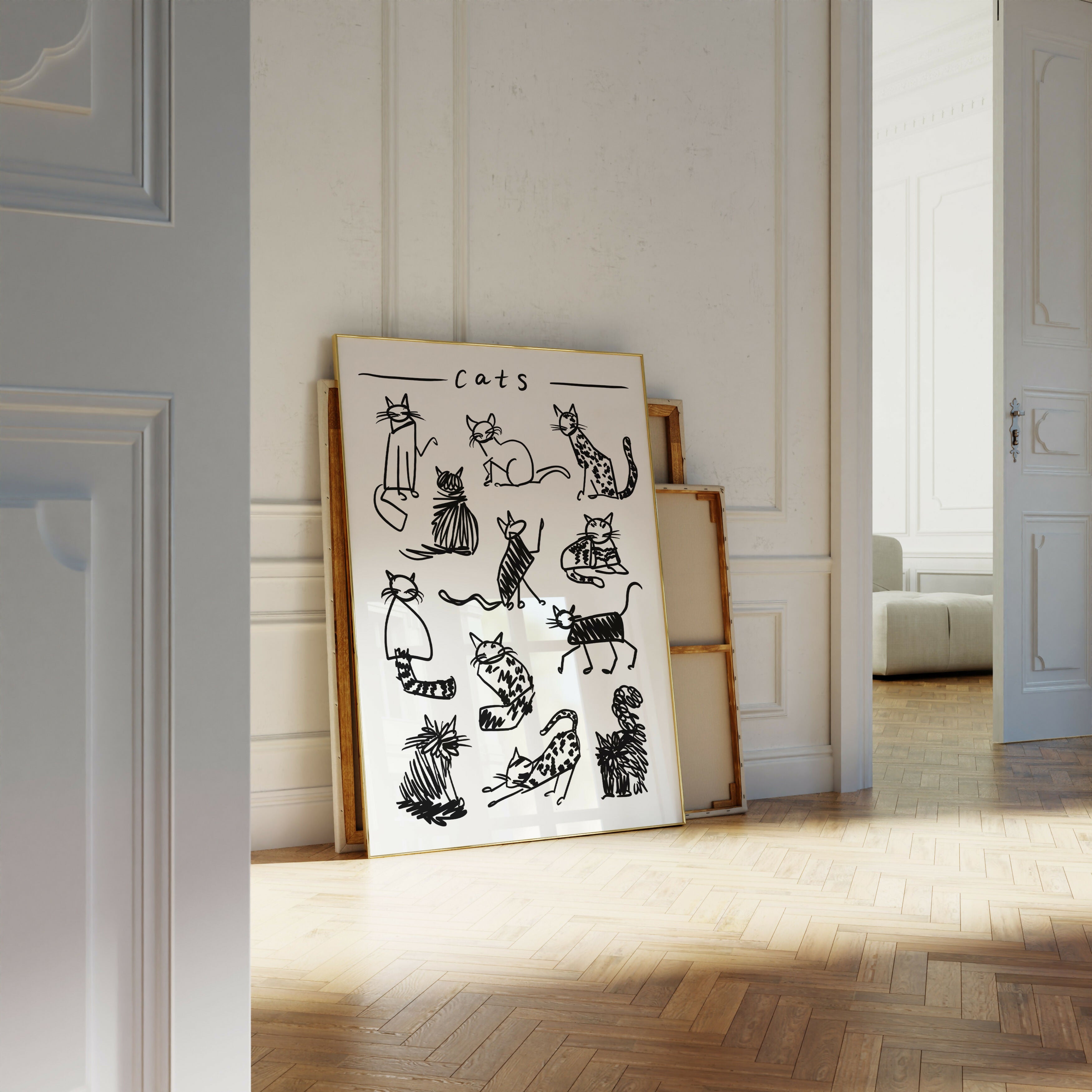 Black and White Cats Art Print