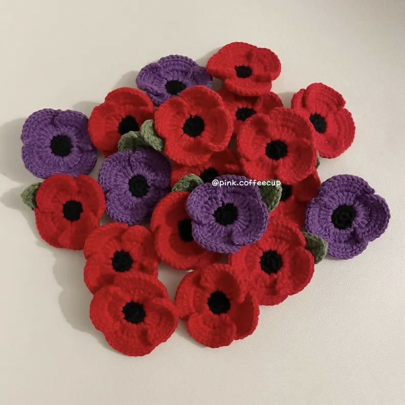 Crochet Poppy Pin