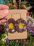 REAL BROWN PRIMROSE EARRINGS