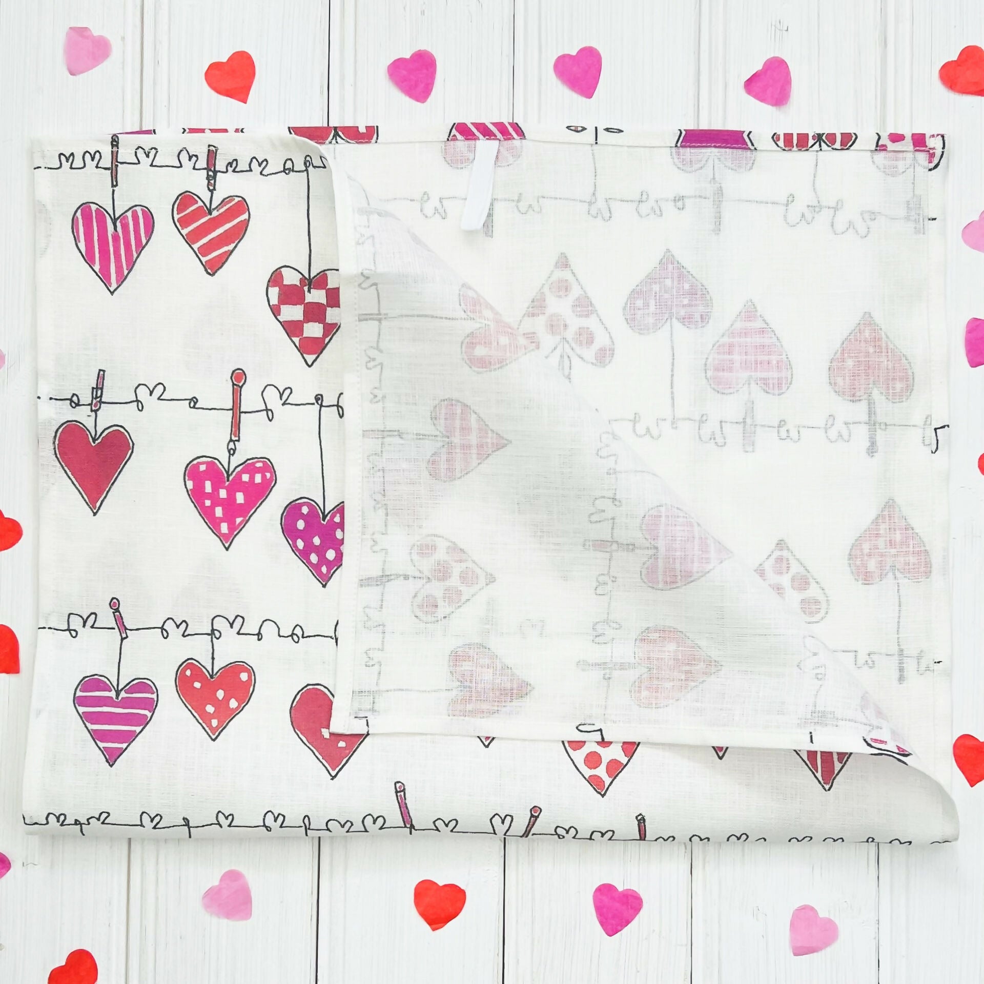 Linen Tea Towel - Hearts