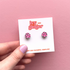 Mini Leopard Print Circle Stud Earrings in Bright Pink and Silver