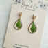 Sparkly Oval Real Leaf Earrings
