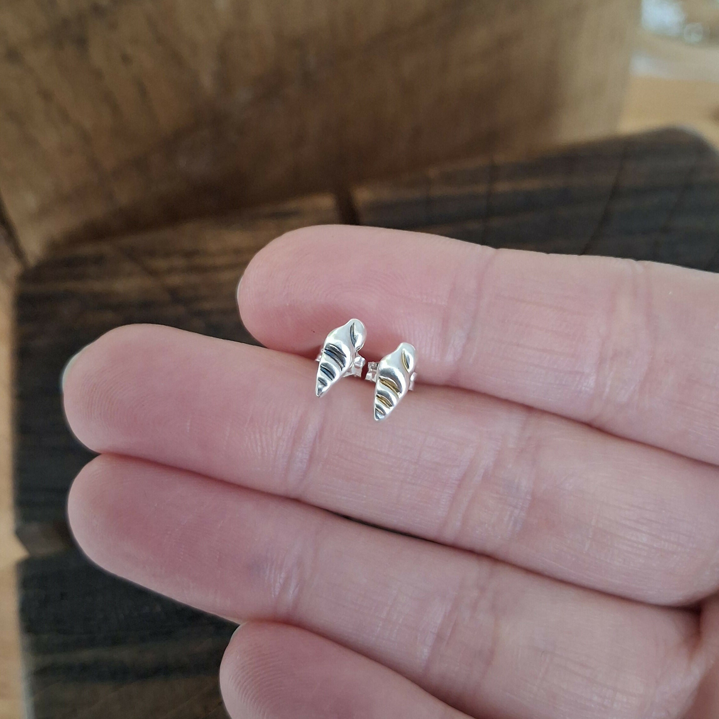 Handmade Silver Shell Studs