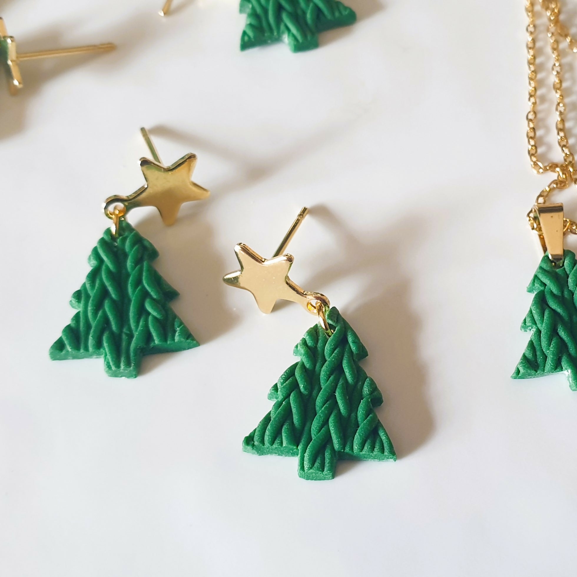 Christmas Tree Knit Earrings