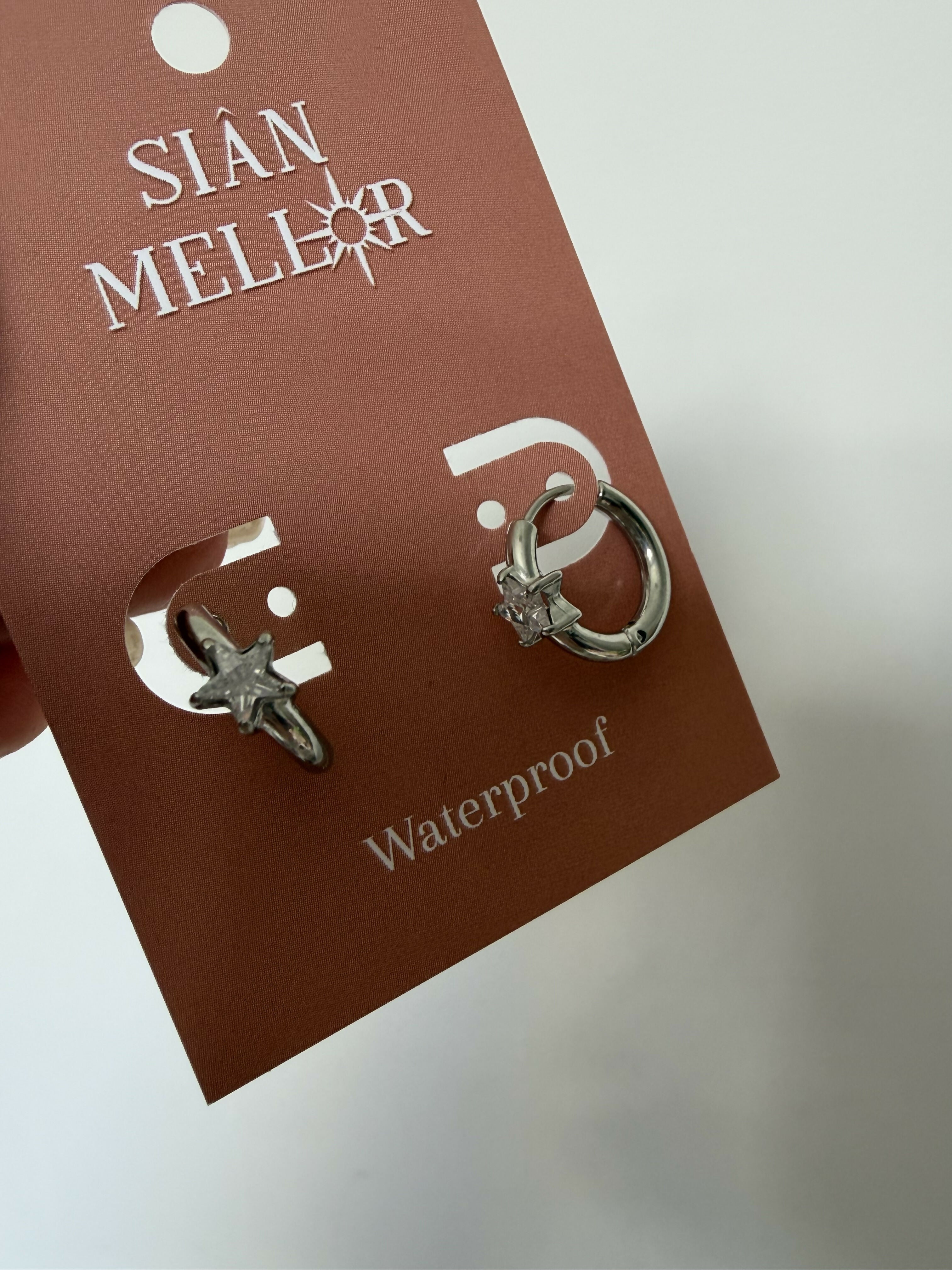 Clear Star Hoops - Silver