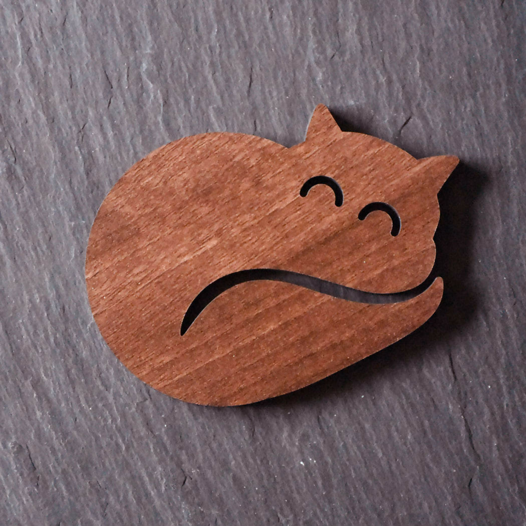 Cat Shaped Laser Cut Wooden Coaster