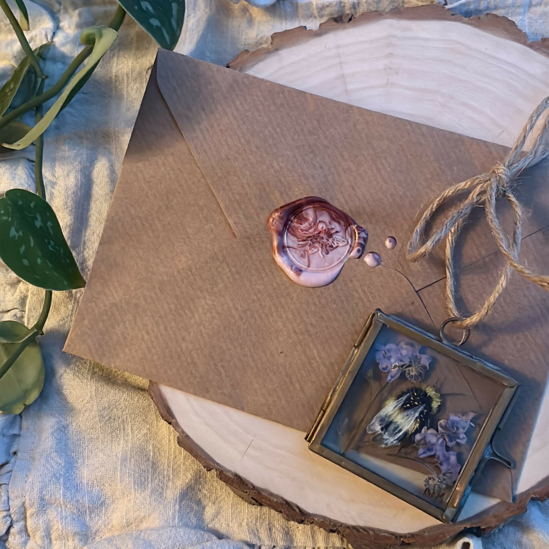 Original Acrylic Bee Painting 'Wild Flower' Glass Hanging