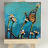 Hand Painted Butterfly Floral Mini Square Canvas Magnet