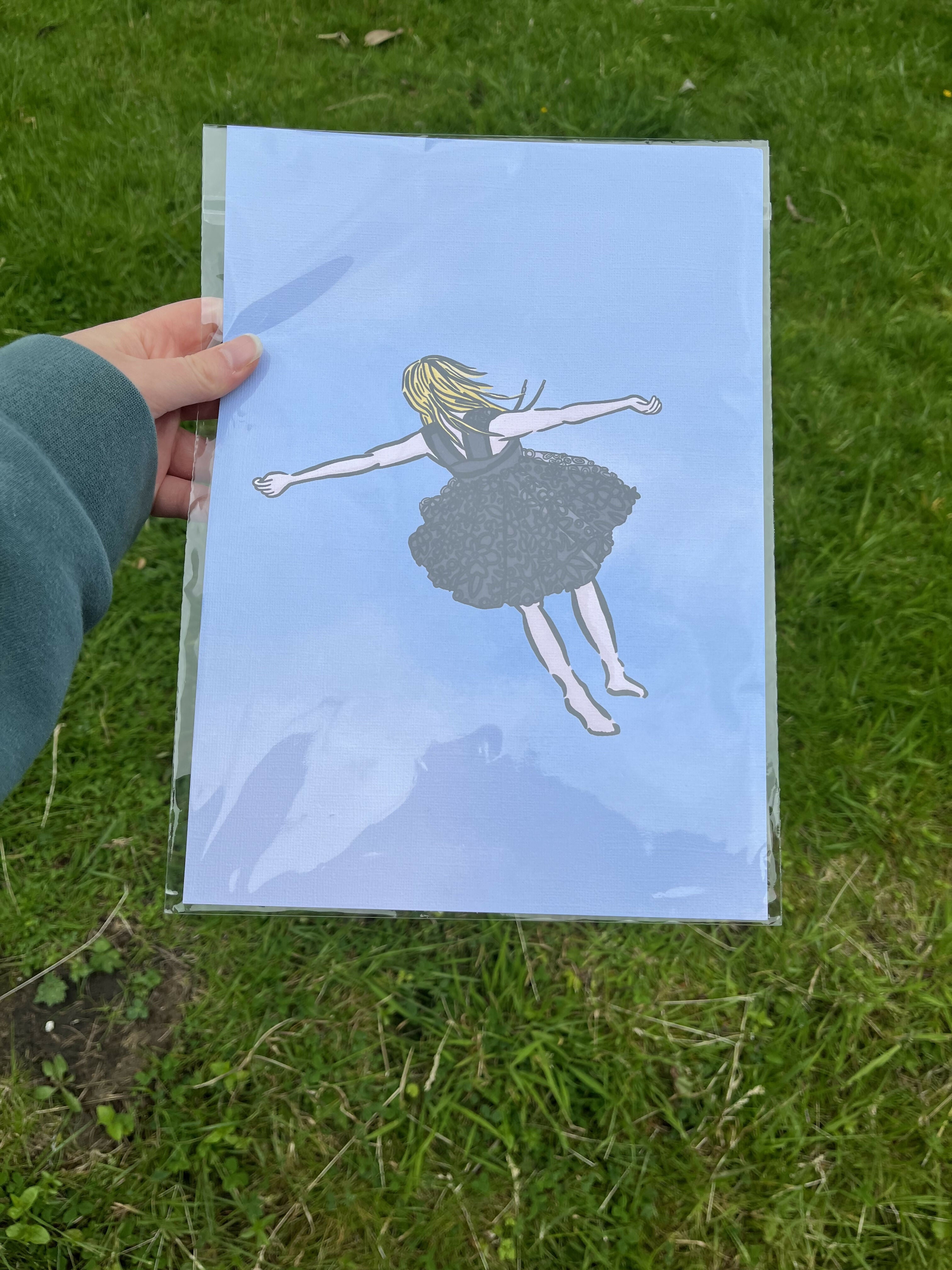 Parachute Illustration Print A4