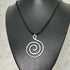 Silver Spiral Pendant Black Cord Necklace