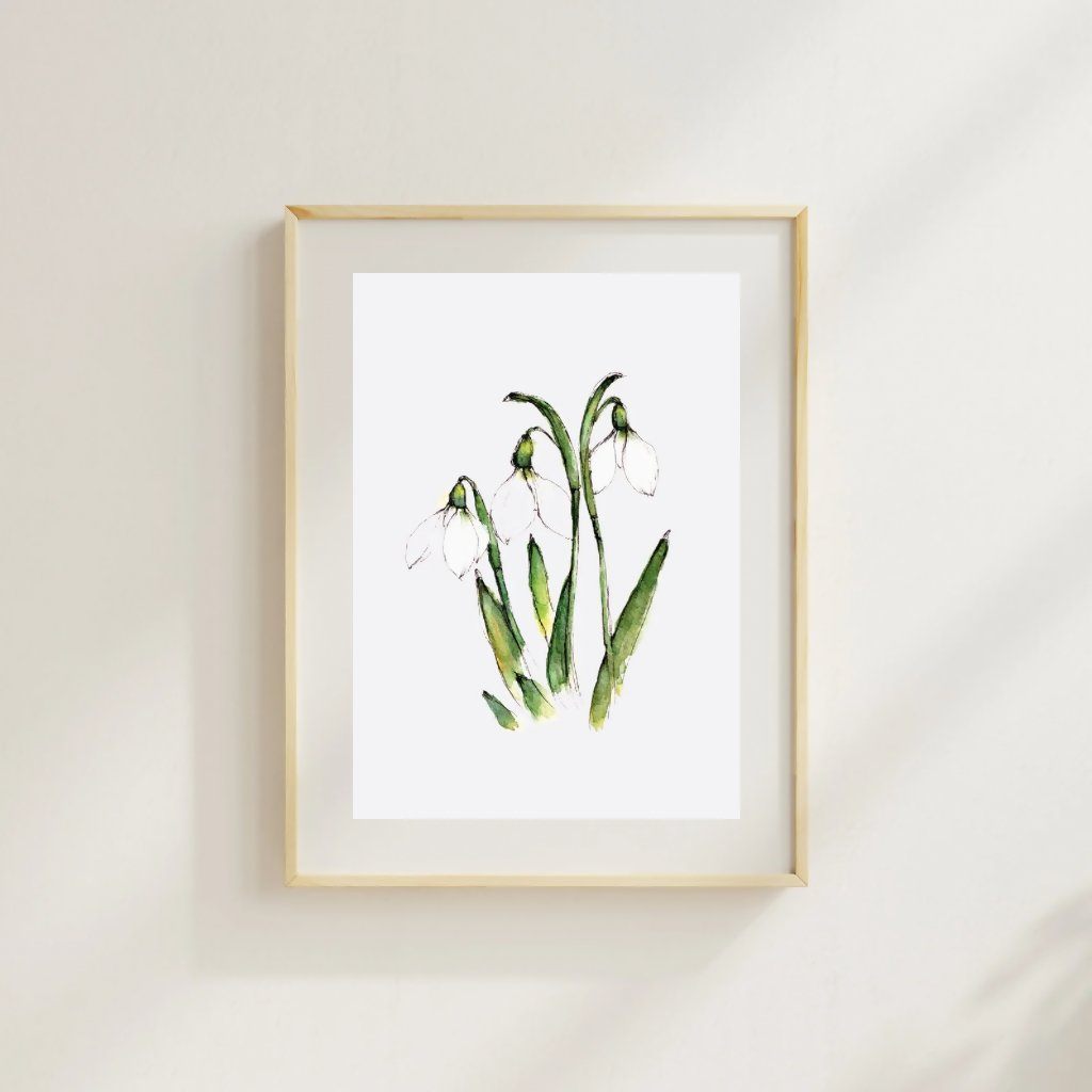 Snowdrop Watercolour Art Print
