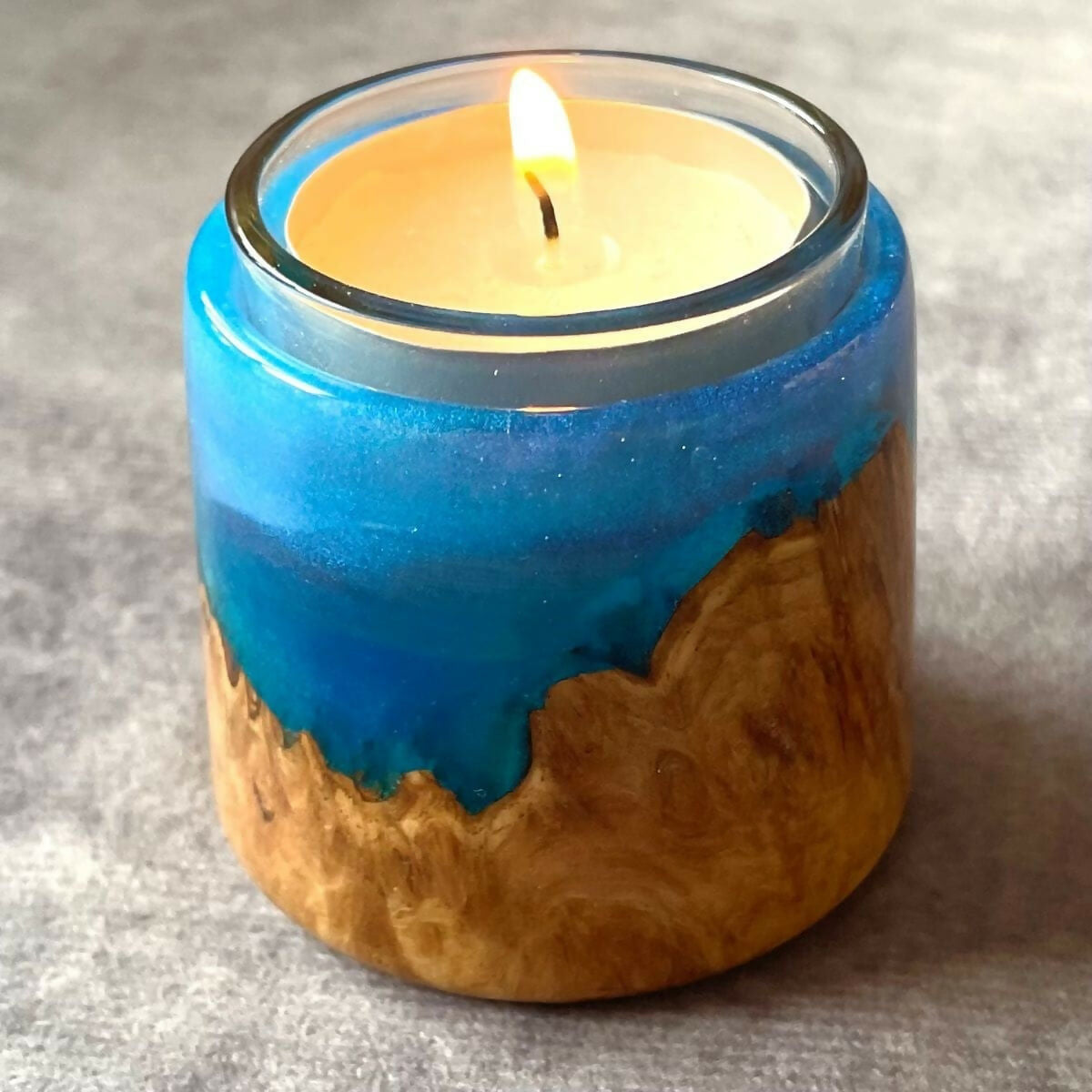 Handmade Burr Wood and Resin Tealight Holder