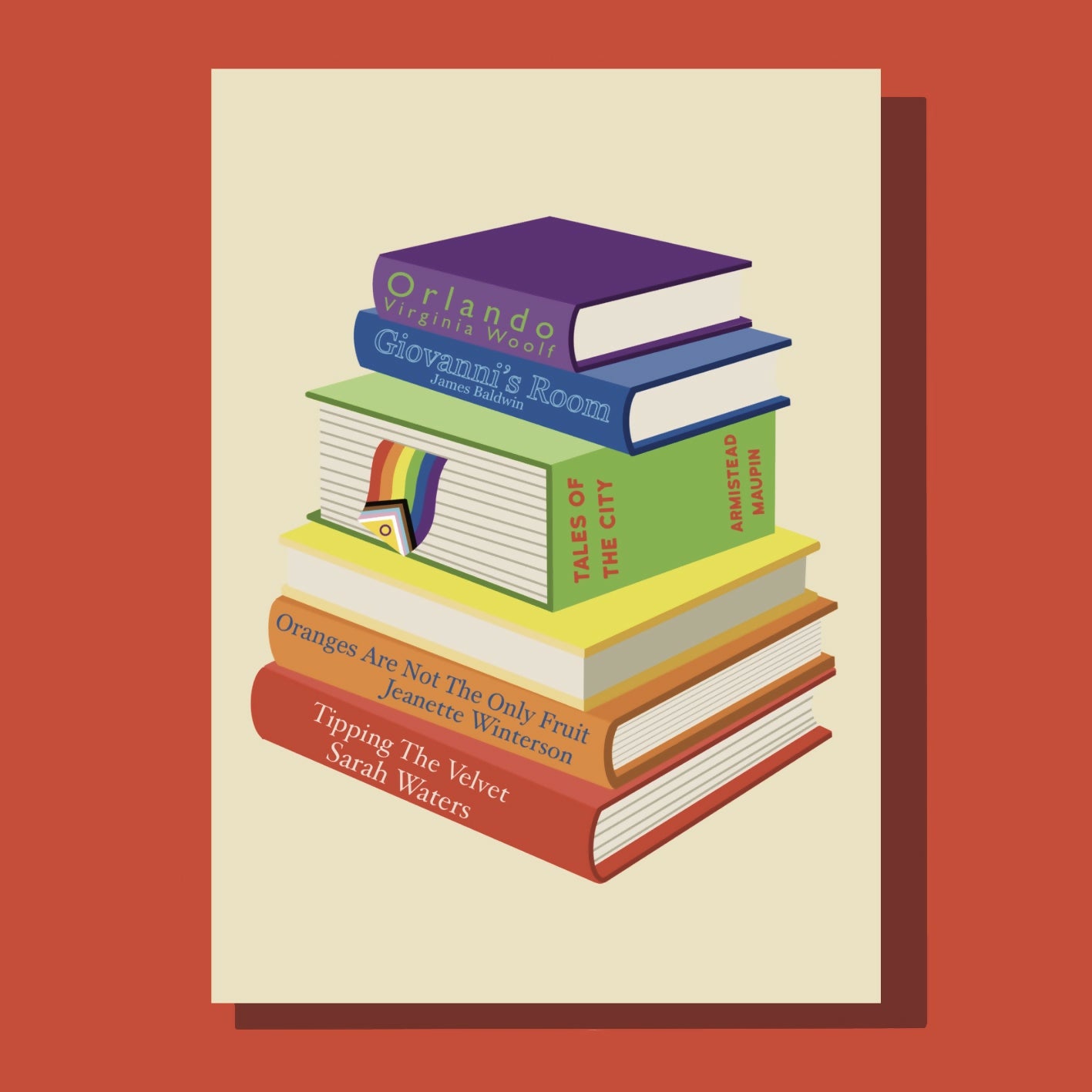 A6 LGBT Book Stack Greetings Card