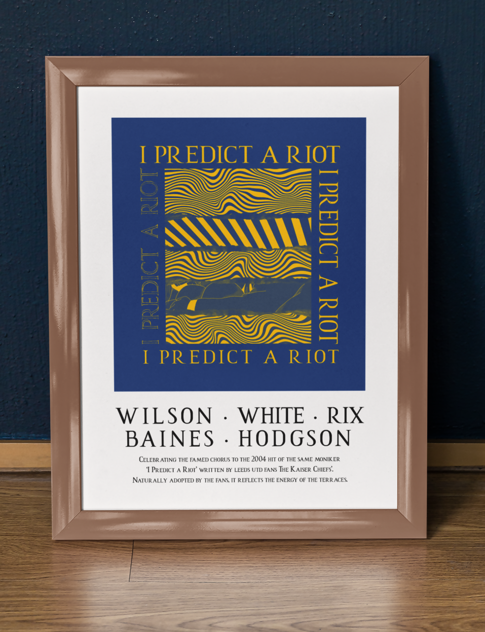 Leeds Utd Art Print LYRICS Design in Blue