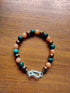 Tibetan Silver Toggle Catch Bracelet with Copper Hematite, Orange Chalcedony & Water Grass Agate.